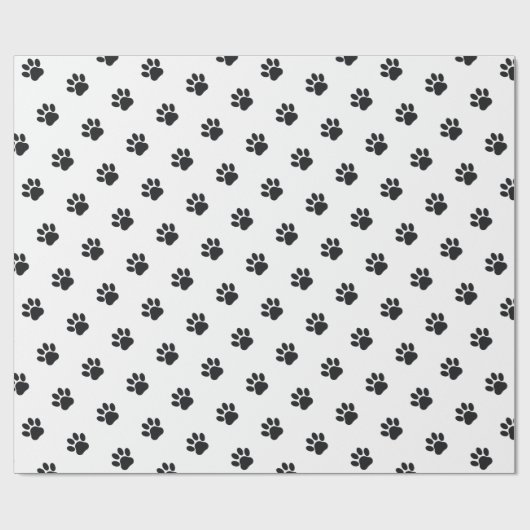 Black and White Paw Print Pattern Geschenkpapier (Flach)