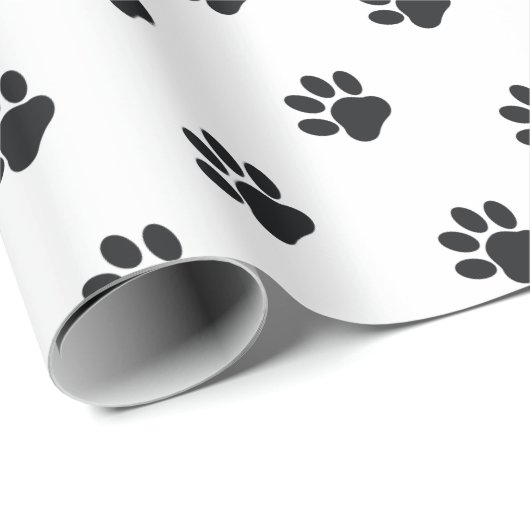 Black and White Paw Print Pattern Geschenkpapier (Rolleneckpunkt)