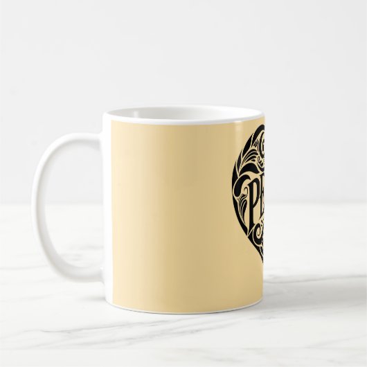 BLACK AND WHITE PEACE HEART KAFFEETASSE (Links)