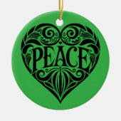 BLACK AND WHITE PEACE HEART KERAMIK ORNAMENT (Vorne)