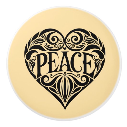 BLACK AND WHITE PEACE HEART KERAMIKKNAUF (Vorderseite)