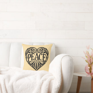 BLACK AND WHITE PEACE HEART KISSEN