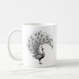 Black and White Peacock Kaffeetasse