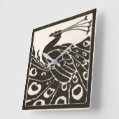 BLACK AND WHITE PEACOCK QUADRATISCHE WANDUHR (Winkel)