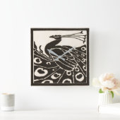 BLACK AND WHITE PEACOCK QUADRATISCHE WANDUHR (Zuhause)