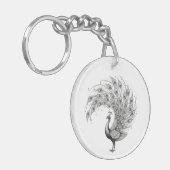 Black and White Peacock Schlüsselanhänger (Vorderseite links)