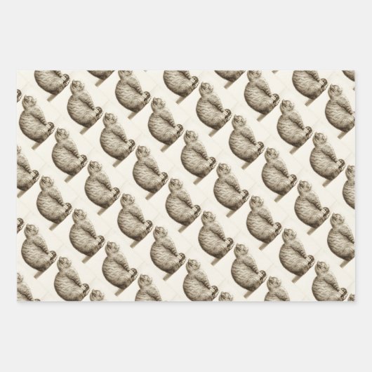 Black and white pencil drawing of a sleeping cat geschenkpapier set (Vorderseite 3)