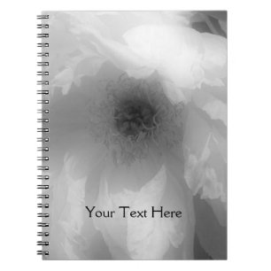 Black And White Peony Flower Petals Notebook Notizblock