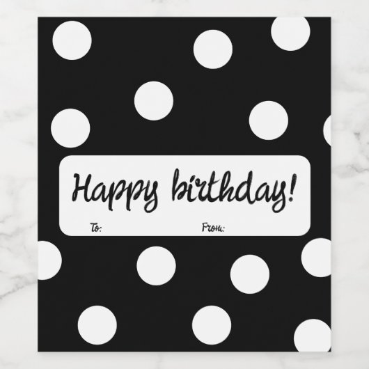 Black and white personalized birthday weinetikett (Einzelnes Label)