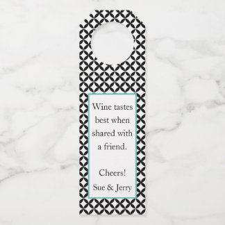 Black and White Personalized Bottle Hanger Tags Flaschenanhänger