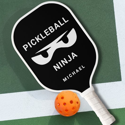Black and White Personalized Fun Ninja Pickleball Schläger