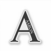 Black and White Personalized Monogram and Name Aufkleber (Vorderseite)
