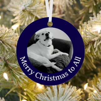 Black and White Photo of Talking Dog Christmas Ornament Aus Metall