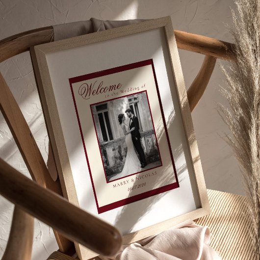 Black and White Photo Old Money Wedding Welcome Poster