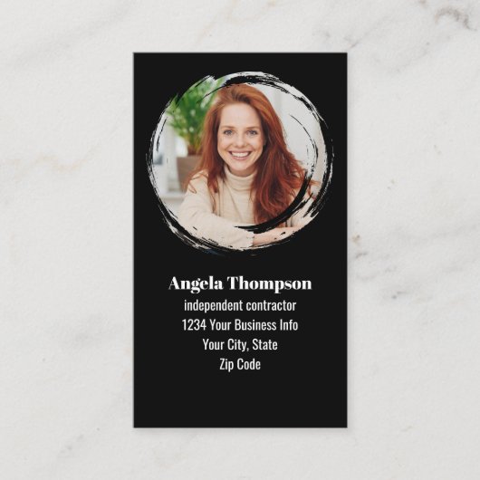 Black and White Photo QR Code Connect with Me Visitenkarte (Vorderseite)