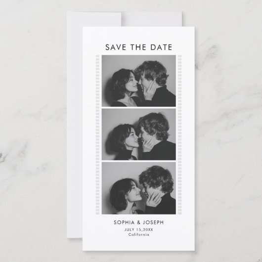 Black and White Photo Strip Wedding Save the date (Vorderseite)