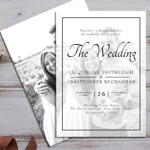 Black And White Photo Template Wedding Invitation Einladung