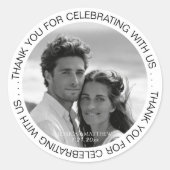 Black and White Photo Thank You Runder Aufkleber (Vorderseite)