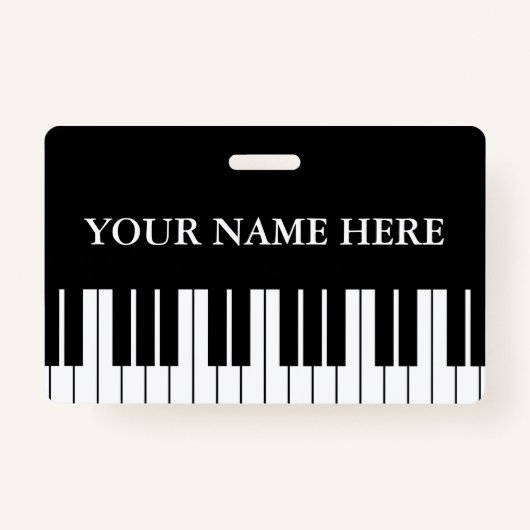 Black and white piano keys custom name badge ausweis (Vorderseite)