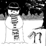 black and white picture cute snowman at christmas geschenkanhänger<br><div class="desc">The stars a twinkling and the snow has fallen and this cute smiling snowman is looking at his stripy Christmas stocking in anticipation and hoping for Santa to drop by and fill it up with lots of special Christmas gifts. Mr snowman is wearing his best hat and scarf to make...</div>