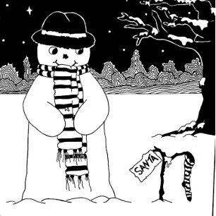black and white picture cute snowman at christmas geschenkanhänger