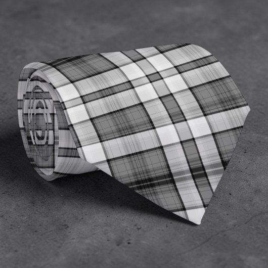 Black and White Plaid Custom Necktie Krawatte