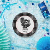 Black and White Plaid Thanksgiving Blessings Pappteller (Party)