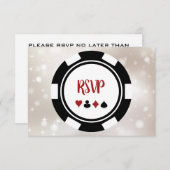 Black and White Poker Chip Casino Thema Hochzeit RSVP Karte (Vorne/Hinten)