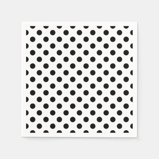 Black and White Polka Dot Cocktail Napkins Serviette (Vorderseite)