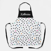 Black and White Polka Dot Custom Name Apron Schürze (Vorderseite)