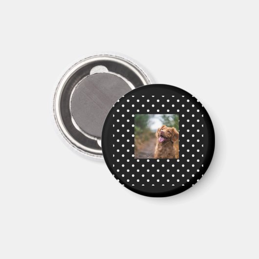 Black and white polka dot Dog pic Magnet (Vorderseite/Rückseite)