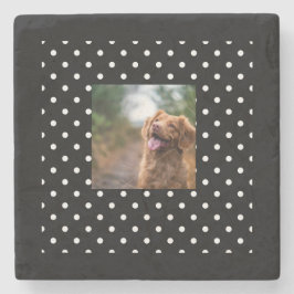 Black and white polka dot Dog pic Steinuntersetzer