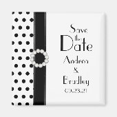 Black and White Polka Dot Save the Magnet (Vorne)