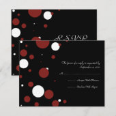 Black and White Polka Dot Wedding RSVP Karte (Vorne/Hinten)