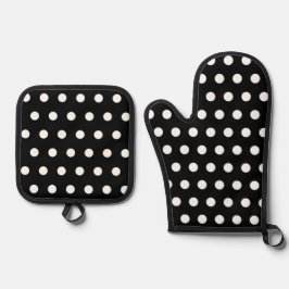 Black and White Polka Dots 4Ann Ofenhandschuh & Topflappen-Set