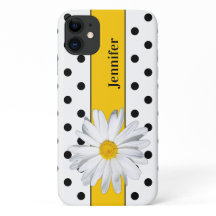 Black and White Polka Dots, Daisy iPhone 11 Fall