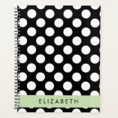Black and White Polka Dots, Dotted, Your Name Planer (Vorderseite)