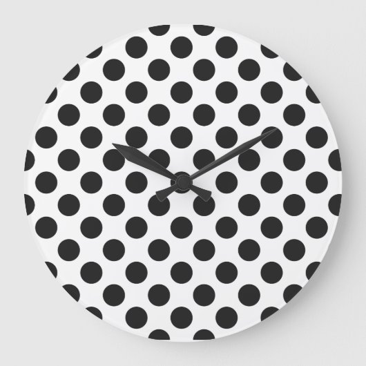 Black and White Polka Dots Große Wanduhr (Vorderseite)