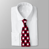 Black and White Polka Dots on Burgundy Tie Krawatte (Gebunden)