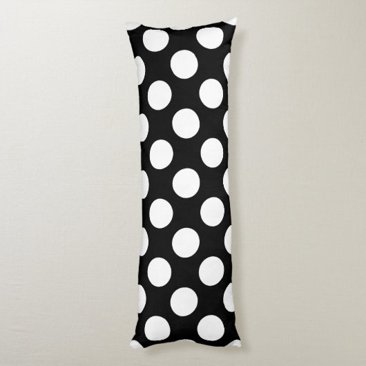 Black and White Polka Dots, Polka Dot Pattern Seitenschläferkissen (Rückseite (Vertikal))