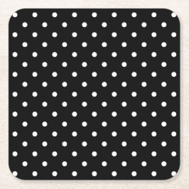 Black and white Polka Dots Rechteckiger Pappuntersetzer