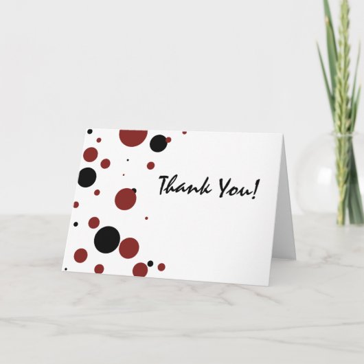 Black and white Polka Dots Thank You Dankeskarte (Vorderseite)