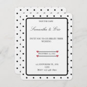 Black and White Polka dots wedding Invitation Einladung (Vorne/Hinten)