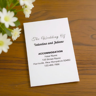 Black and White Portrait Wedding Accommodation Begleitkarte