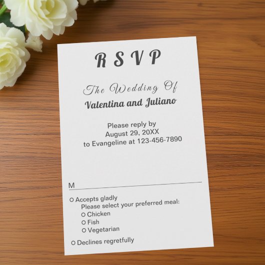 Black and White Portrait Wedding RSVP