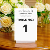 Black and White Portrait Wedding Table Card Tischnummer