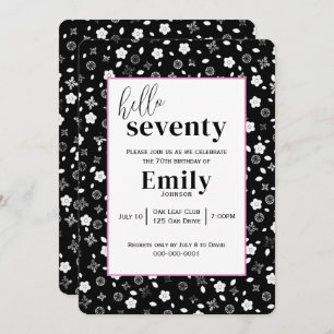 Black and White Posy für 70. Geburtstagsparty Einladung
