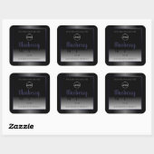 Black and White Product Labels Blue Frame Add Logo Quadratischer Aufkleber (Blatt)