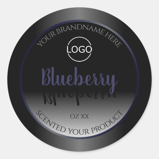 Black and White Product Labels Blue Frame Add Logo Runder Aufkleber (Vorderseite)