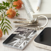 Black and White Proud Lion Union Jack #Brexit Schlüsselanhänger (Vorderseite rechts)